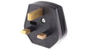 Mains Plug, UK Type G (BS1363) Plug, Thermoplastic, Black, 250V